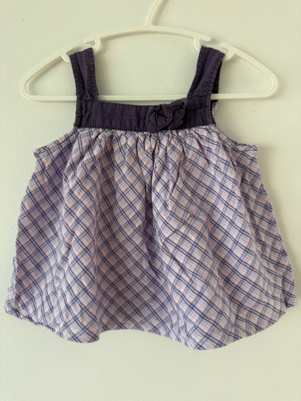 H&M Lavender Plaid Tank with Dark Navy Yoke